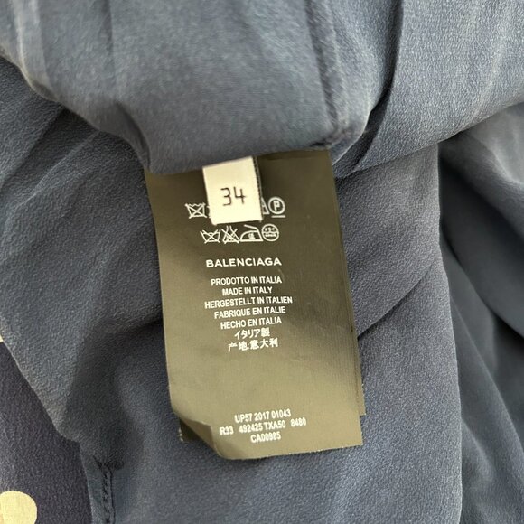 Balenciaga 2017 Silk Navy Polka Dot Mini Dress Size XS - Picture 8 of 8